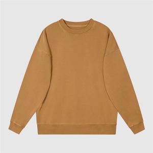 Men's Solid Winter Stone Wash Acid Wash Sweatshirt 100% Cotton Custom Oversized Sweatshirt <b>Jumper</b>-Waterproof & Windproof - Product Image 4