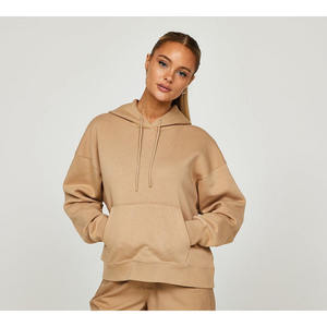 Sudadera con Capucha Beige Personalizada para Mujer, Estilo Oversize, Informal, con Bolsillo Canguro, Prenda de Moda - Product Image 6