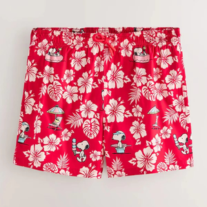 Shorts de Baño Rojos Estampados para Hombre, Secado Rápido, Casuales, con Cierre de Cordón, Diseño con Estampado de Personajes - Product Image 1