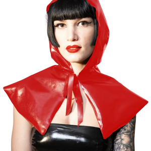 Cape à capuche en cuir PU noir pour femme avec décoration en nœud, combinaison sexy, lingerie, costume - Product Image 2