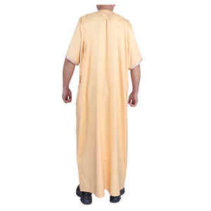 Thobe pour homme blanc, style saoudien traditionnel, à manches longues, Jubba islamique, robe de prière musulmane légère, vente en gros - Product Image 3