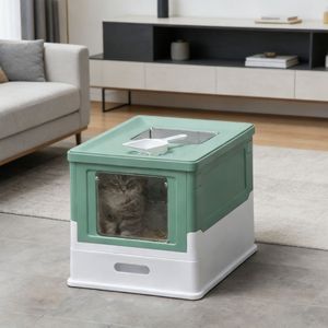 Lettiera per Gatti in Acciaio Inossidabile Chiusa, Grande Capacità, Forma Quadrata, Facile da Pulire con Paletta in Plastica - Product Image 5