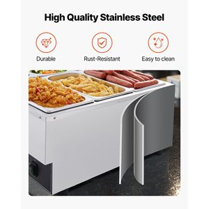 Scaldavivande Elettrico Commerciale 1500W in Acciaio Inox, Riscaldamento Rapido, Buffet da Banco con Coperchio Riscaldante a Vapore - Product Image 4