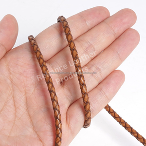 Reliance <b>Leather</b> Products 4mm Antique Dark Brown Braided <b>Leather</b> Cord Round for <b>Bracelet</b> Making Made Uttar Pradesh Packaged Roll - Product Image 4