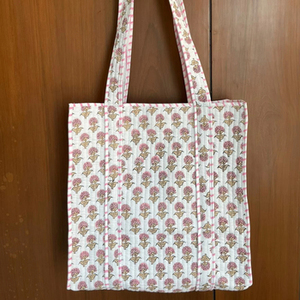 Bolso de hombro de algodón con estampado de bloques hecho a mano para mujer, bolso de compras ecológico acolchado indio, accesorios de vacaciones - Product Image 3