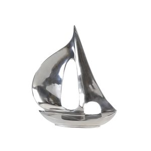 10D X 28W X 35H Sailboat Sculpture Abstract Geometric Art Decor Modern Eco-Friendly Tabletop Living Room Display Handmade Metal - Product Image 1
