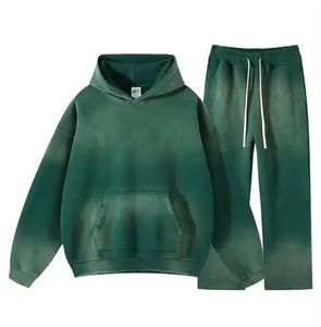 Survêtements imprimés délavés à l'acide effet soleil, avec logo personnalisé, en molleton bouclette 340 g/m² épais, coupe longue, style jogging évasé - Product Image 3