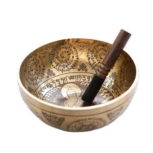 ขันร้องเพลงทิเบตทองเหลืองแกะสลักลายพิเศษขนาดใหญ่พิเศษ พร้อมลวดลายสลักแบบกำหนดเอง - ขันบำบัดขนาดพิเศษจากเนปาล - Product Image 1