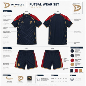 Conjunto de Uniforme de Futsal de Lujo, Color Carmesí Oscuro y Dorado, Camiseta y Pantalones Cortos de Fútbol, Malla Transpirable, Ropa Deportiva para Fútbol Sala - Product Image 6