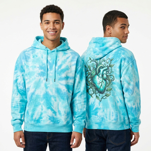 Sweat-shirt à capuche vert olive délavé coupe ample avec motif graphique main squelette et broderie 3D cœur personnalisée – Vente en gros - Product Image 4