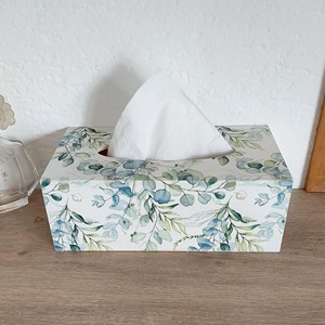 Boîte à mouchoirs à imprimé floral, design eucalyptus blanc, support décoratif autoportant - Product Image 5