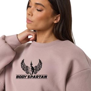 Sweat-shirt à col rond rose poudré pour femme, coupe décontractée, pull oversize à manches longues, streetwear décontracté, toucher doux, à porter au quotidien - Product Image 3
