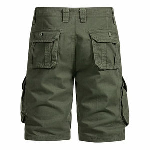 Shorts cargo amples pour hommes, unis, décontractés, grande taille, coupe-vent, en toile 100% coton avec poches - Product Image 4