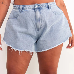 Wholesale custom logo women shorts high <b>waist</b> denim shorts summer shorts casual daily wear bulk supply - Product Image 3