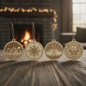 Personalized Handmade Wooden Ornament Custom Engraved Modern <b>Hanging</b> Holiday Keepsake - Product Image 4