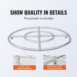 Griglia per Braciere a Gas Propano in Acciaio Inox Rotonda da 24 Pollici, 92.000 BTU, per Uso Interno su Tavolo - Product Image 2