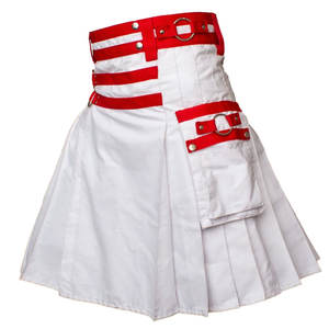 Kilt Escocés Moderno para Mujer, con Tirantes Blancos y Rojos, Estilo Utilitario, Faldas Highland 2026 - Product Image 2
