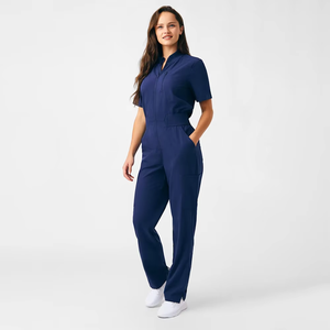 Uniforme Médico Azul Marino para Mujer, Mono con Cierre Frontal y Manga Corta, Bolsillos para Personal Médico, Marca FONILBEST Needle - Product Image 1