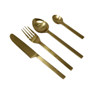 Juego de cubiertos de acero inoxidable dorado de 4 piezas moderno con acabado mate Comedor de lujo para fiestas para hoteles Restaurantes y regalos - Product Image 1
