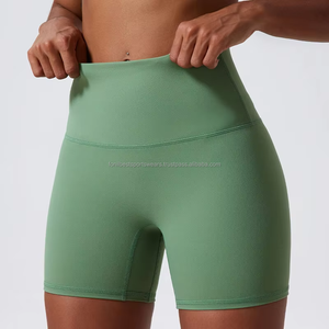 High Waist Solid Yoga Leggings for Women Breathable Elastic Waist Spandex/Nylon Material Short Length Fitness Wear Customizable - Product Image 1
