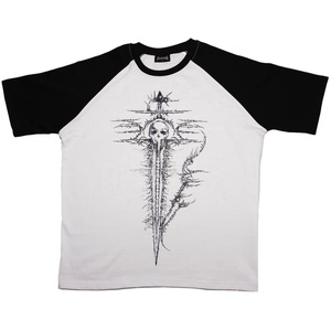 Hot Sell Raglan Sleeves Distressed <b>Main</b> Stage Back Print Glitch Face Front Graphic Heavyweight Cotton Tee Manufacturer - Product Image 4