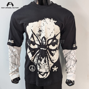 Camiseta Premium para Hombre con Gráfico de Ghost Face, Camiseta de Algodón Personalizada, Estilo Urbano, Oversize, con Diseño de Manga de Telaraña - Product Image 3