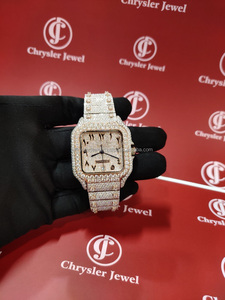 Montre en acier inoxydable sertie de diamants, nouvelle marque, 40 mm, sertie à la main, sertie de moissanite VVS, pour bijoux de mode - Product Image 2