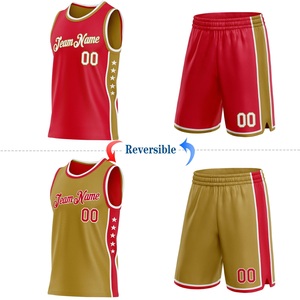 Camiseta de Baloncesto Reversible Personalizada, Roja y Dorada, de Malla, con Nombre del Equipo Sublimado, Talla 00, Unisex para Adultos - Product Image 4