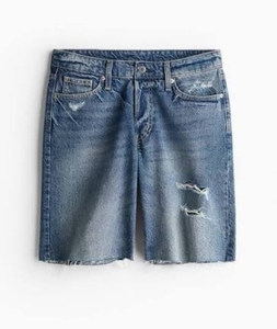 Pantalones Cortos Bermuda de Mezclilla Lavada de Cintura Alta para Hombre, Estilo Casual, con Botones, Dobladillo Deshilachado, Transpirables, para Verano - Product Image 3