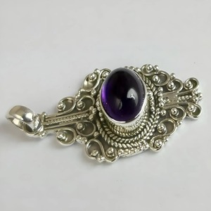Amethyst Handmade Pendant with Sterling Silver Bezel Setting Natural Purple Oval Gemstone Boho Jewelry February Birthstone - Product Image 5