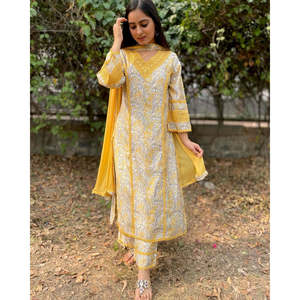 Ensemble de costume de fête jaune pour femmes Aarohi Designer, taille M, haut plazzo élégant et dupatta pour les occasions spéciales - Product Image 4