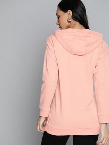 Sudadera con Capucha Corta Casual de Manga Larga para Mujer, Tallas Grandes, Color Marrón Liso con Logo Frontal, Antienvejecimiento, Más Vendida - Product Image 5