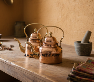 Vintage Hammered Copper <b>Kettles</b> with <b>Metal</b> Handle and Lid Eco-Friendly Non-Toxic for Tea Serving and Party Use - Product Image 5