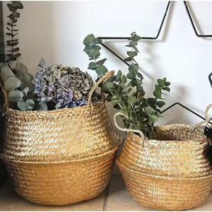 Cesta de Almacenamiento Ecológica de Ratán Natural con Asa, Diseño Circular Moderno para Uso en Hoteles y Ropa. Maceta - Product Image 4