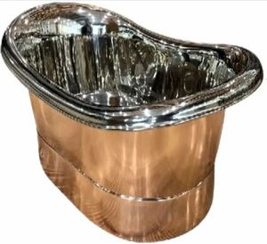 Baignoire autoportante ovale en cuivre martelé, marron, sans couvercle, pour la maison, l'hôtel, la salle de bain - Product Image 5