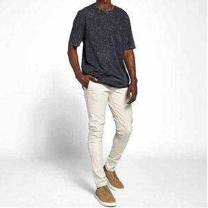 T-shirt Homme Personnalisé Streetwear Oversize Grande Taille – Tenue Quotidienne Tendance Col Rond Coton Épais - Product Image 5