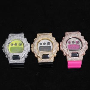 Montre personnalisée Crystal Drift, boîtier en acier inoxydable, aspect diamant, montre de poignet urbaine haut de gamme Hip Hop, gshock, Moissanite - Product Image 6