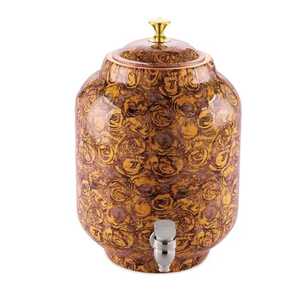 Handcrafted Hammered Pure Copper Water Dispenser with Metal Stand and Tumbler <b>Set</b> Polished Glossy Finish Ayurvedic Water Pot - Product Image 4