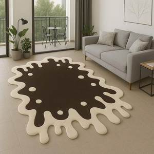 Tapis en laine tufté à la main, incurvé, à base radiale concave, pour salon circulaire - Product Image 6