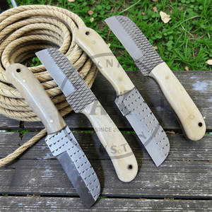 Cuchillo Vaquero Artesanal de Damasco Western Bull Cutter con Mango de Resina Acrílica y Hoja de Acero Rasp Point de 7 Pulgadas - Product Image 2