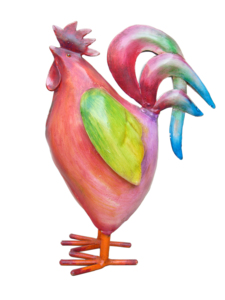 Magnifique sculpture de coq multicolore en fer pour la décoration intérieure/extérieure et de jardin - Product Image 4