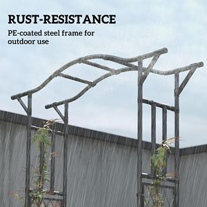 Arco da Giardino in Acciaio Rivestito in PE con Parte Superiore Estesa, Recinzione Nera e Cancelli - Product Image 5