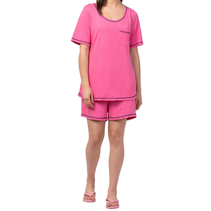 Top Selling Women's Cotton <b>Twin</b> <b>Set</b> Women's High Quality Casual <b>Twin</b> <b>Set</b> Short Sleeve T Shirt and Shorts New Design Summer Wear - Product Image 1