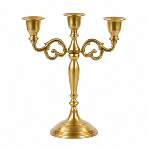 5 Arm Metal Candelabra <b>Silver</b> Candle Holder Vintage Aluminium <b>Candlestick</b> Table Centerpiece For Wedding Party Home Hotel Decor - Product Image 5