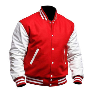 Men's Varsity Jacket Contrast Leather Sleeve Wool Letterman Jacket Custom Private Label OEM ODM Fashion Apparel - Product Image 5