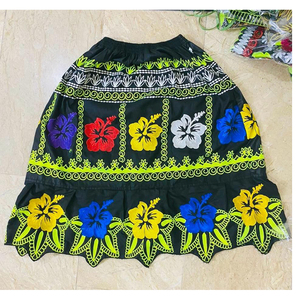Jupe pour femme de haute qualité, taille haute, coupe trapèze, unie, brodée, 100% polyester, style hawaïen, respirante et confortable - Product Image 2