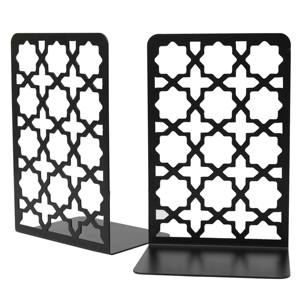 Porte-livres modernes en métal noir et blanc avec une étoile décorative élégante, conçus pour le bureau et une table élégante - Product Image 2