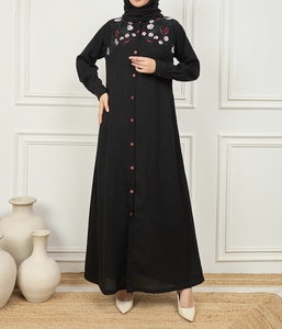 Hot <b>Sale</b> Beautiful Dubai Women Abaya Traditional Islamic Muslim Clothing & Accessories Floor Length Long Sleeves Front Open - Product Image 4