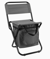 Chaise pliante d'extérieur portable avec sac de rangement pour glace, tissu Oxford, cadre en acier carbone, isolée