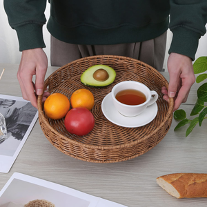 Bandeja de ratán estilo boho con precio de mayoreo, color y diseño personalizables, para sala de estar, dormitorio, habitación de invitados, bandeja para servir café. - Product Image 5